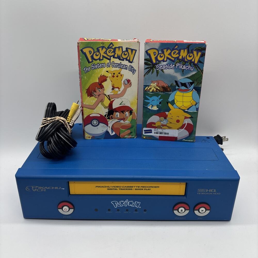 Pokémon Pikachu VCR VHS, Model PK240D, Tested & Working W/ 2 Pokemon VHS